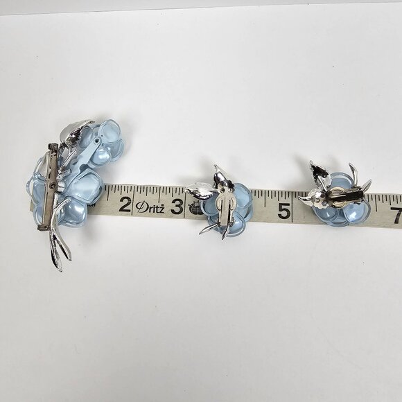 Vintage Blue Floral Brooch Set - Picture 9 of 13